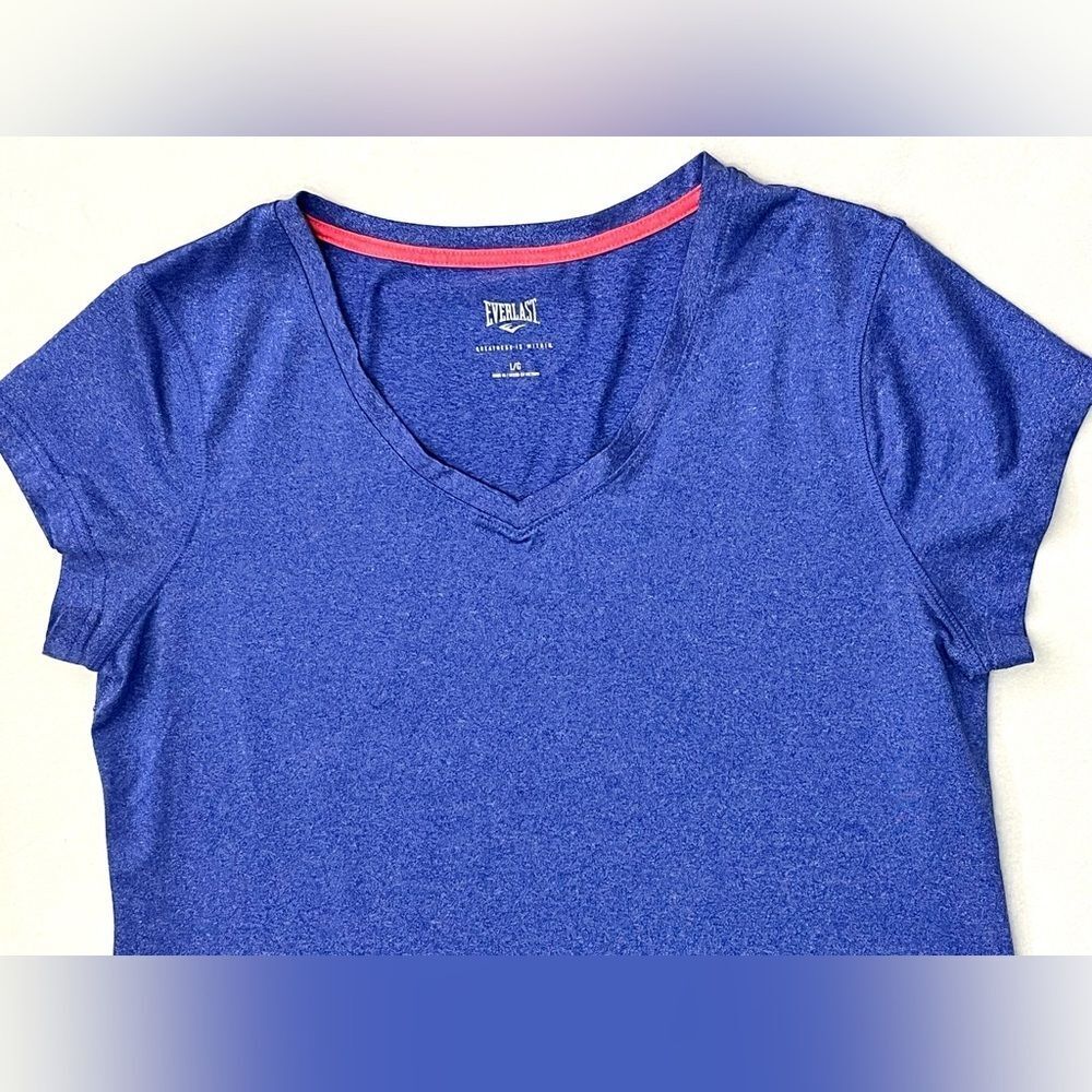 Everlast Blue Top V-Neck T-shirt Women's Polyester + Spandex Short Sleeve Tee - Picture 3 of 14